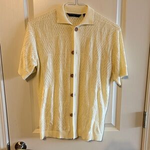 Cream Short Sleeve Knit Top